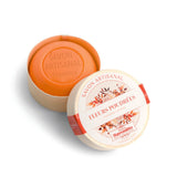 savon fleurs poudrées dans boite en bois