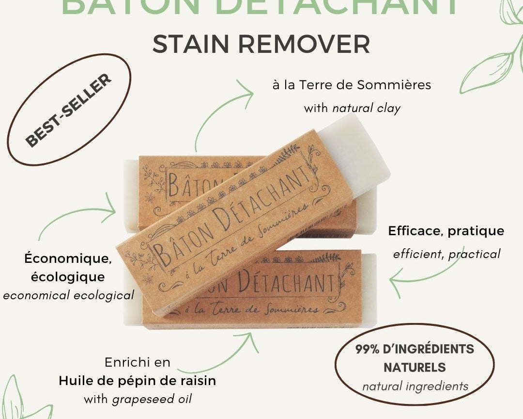 Bâton détachant 80g à la terre de Sommières, produit ménager naturel