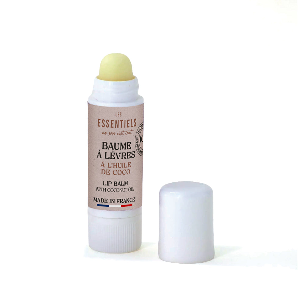 Baume à lèvres à l'huile de coco, 100% d'origine naturelle, soin protecteur intense pour des lèvres douces et nourries.