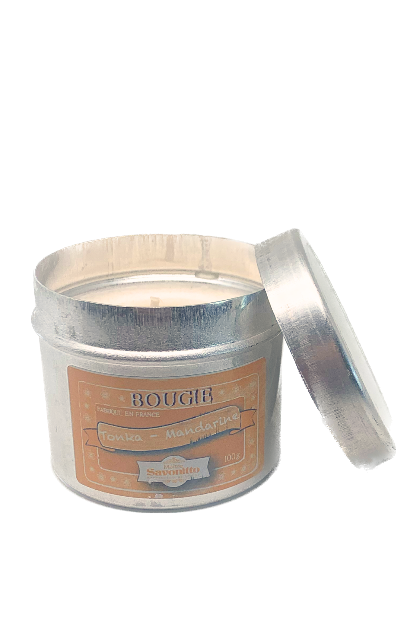 Bougie parfumée tonka et mandarine 100g, alliance chaleureuse et zestée pour créer une ambiance élégante et enveloppante