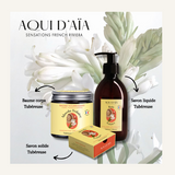 Coffret tubéreuse avec bougie parfumée et savons assortis