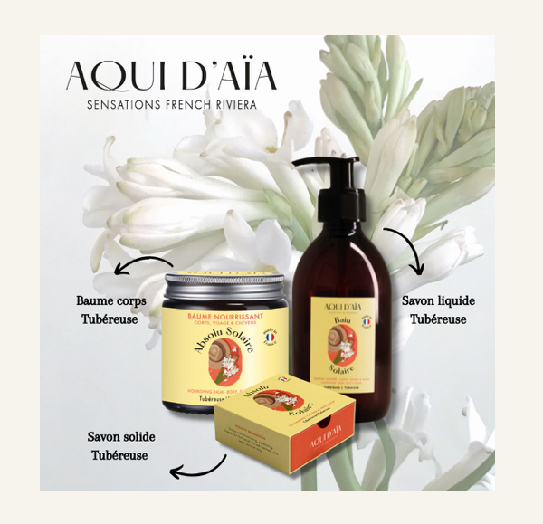 Coffret tubéreuse avec bougie parfumée et savons assortis