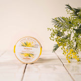 savon mimosa dans boite en bois