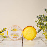 savon mimosa dans boite en bois