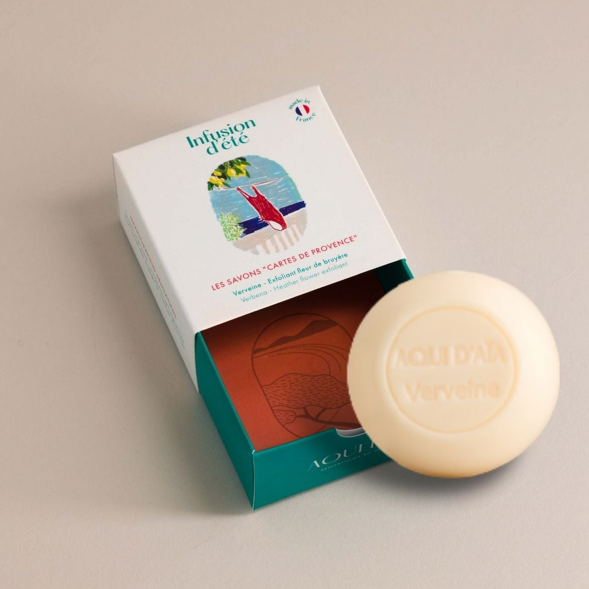 Savon solide verveine citronnée 100g, savon artisanal frais et tonique aux ingrédients naturels pour une toilette vivifiante du visage et du corps