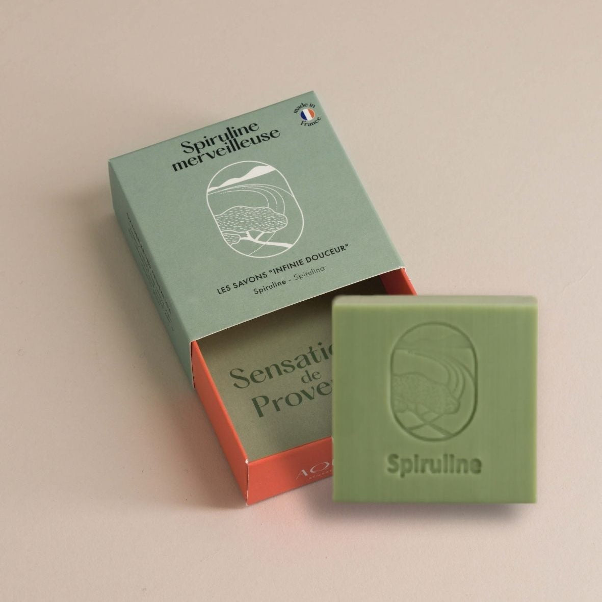 Savon artisanal à la spiruline 100g, savon naturel fabriqué en Provence