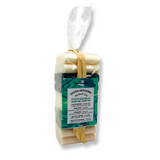 Sachet de savons solides variés aux ingrédients naturels : lait d’ânesse, lait de chèvre, spiruline, chanvre et charbon végétal