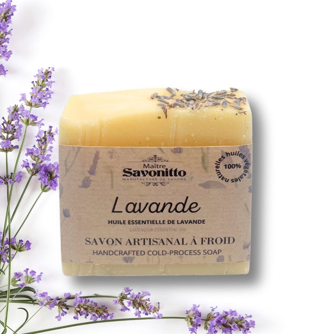 Savon artisanal saponifié à froid à la lavande 100g, pain naturel