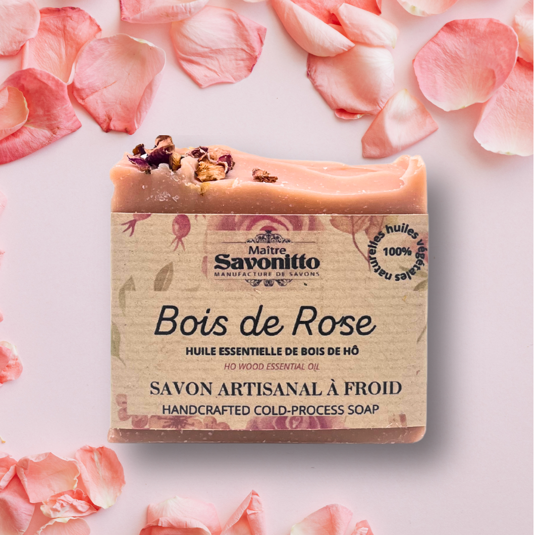 Savon saponifié à froid à l'Huile essentielle Bois de Rose 100g