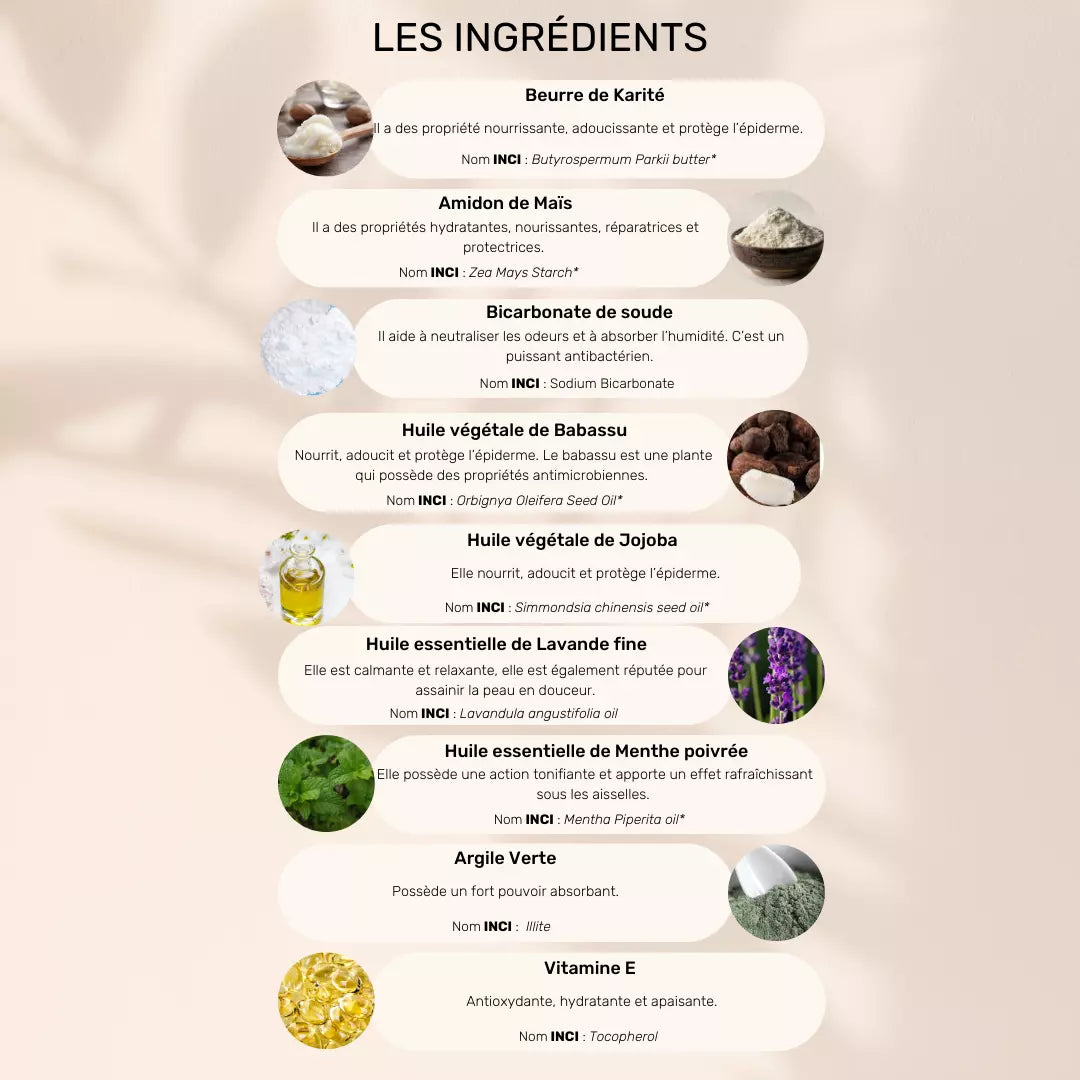 Baume déodorant solide Menthe et Lavande - 50g - COSMOS Organic