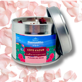 Bougie parfumée Rose 100g, fabrication artisanale française, combustion douce pour une atmosphère fleurie et romantique.