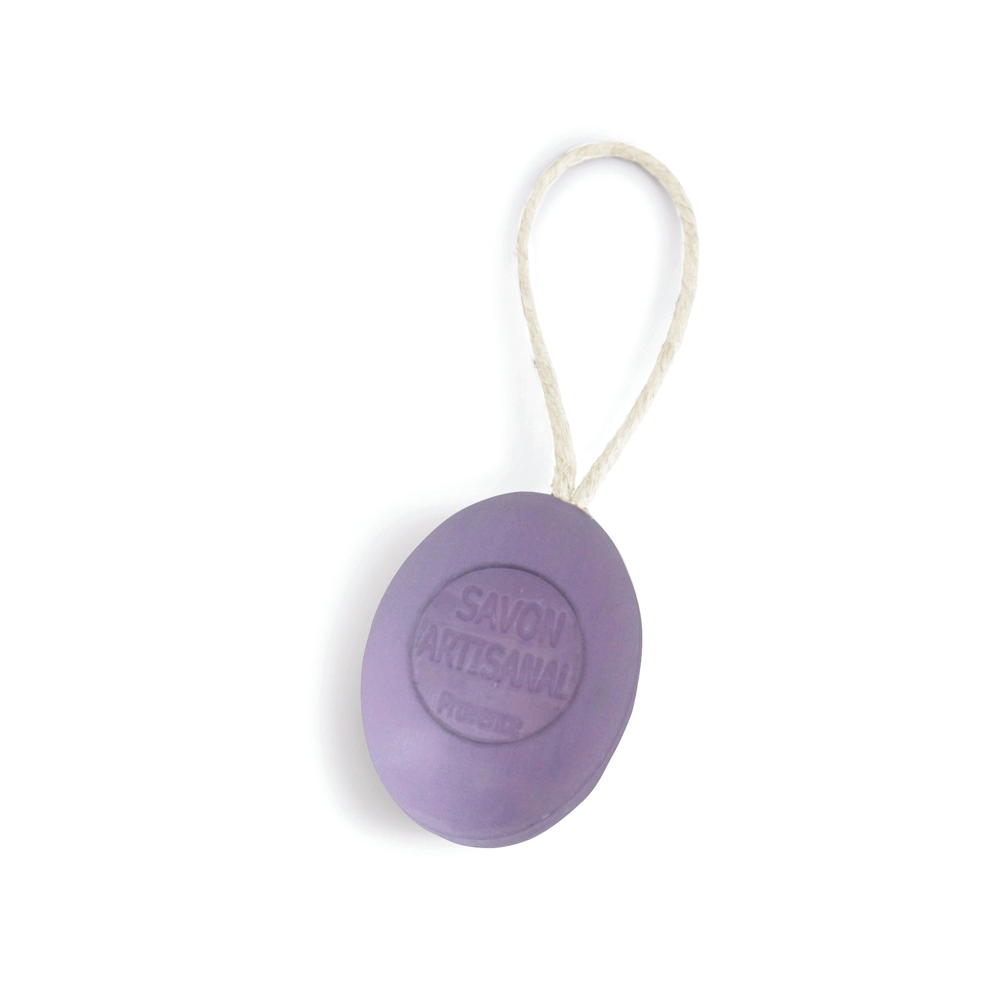 Savon corde artisanal lavande exfoliant 200g, savon naturel fabriqué en Provence