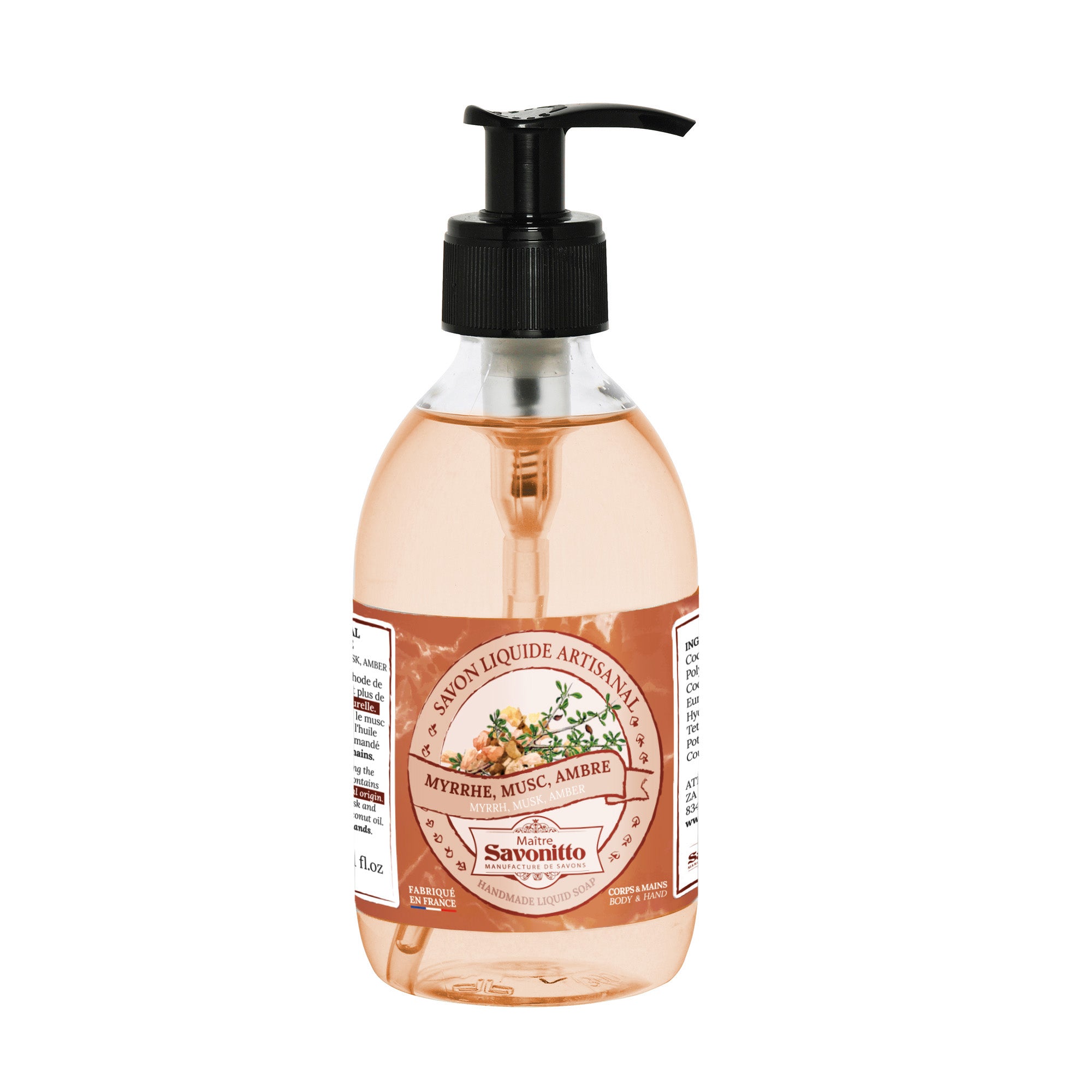 savon liquide myrrhe, musc et ambre