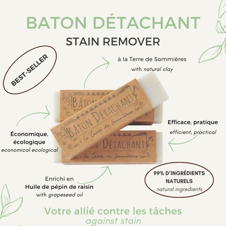 Bâton détachant 80g à la terre de Sommières, produit ménager naturel
