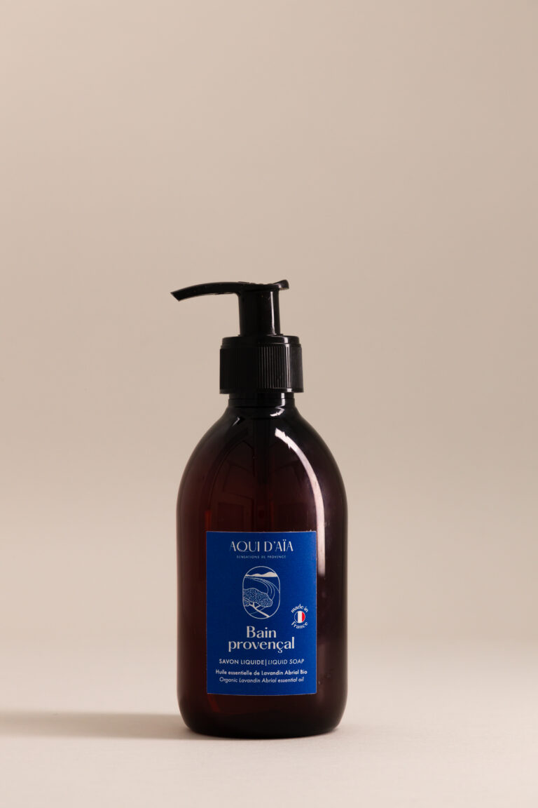 Savon liquide au lavandin Abrial 300ml, savon naturel et artisanal aux huiles essentielles, idéal pour une toilette fraîche et apaisante au quotidien