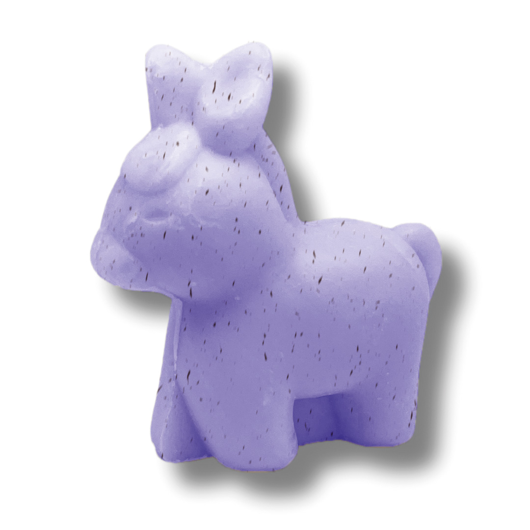 Savon en forme d’âne parfum lavande, création originale et parfum apaisant pour une toilette pleine de charme et d’authenticité