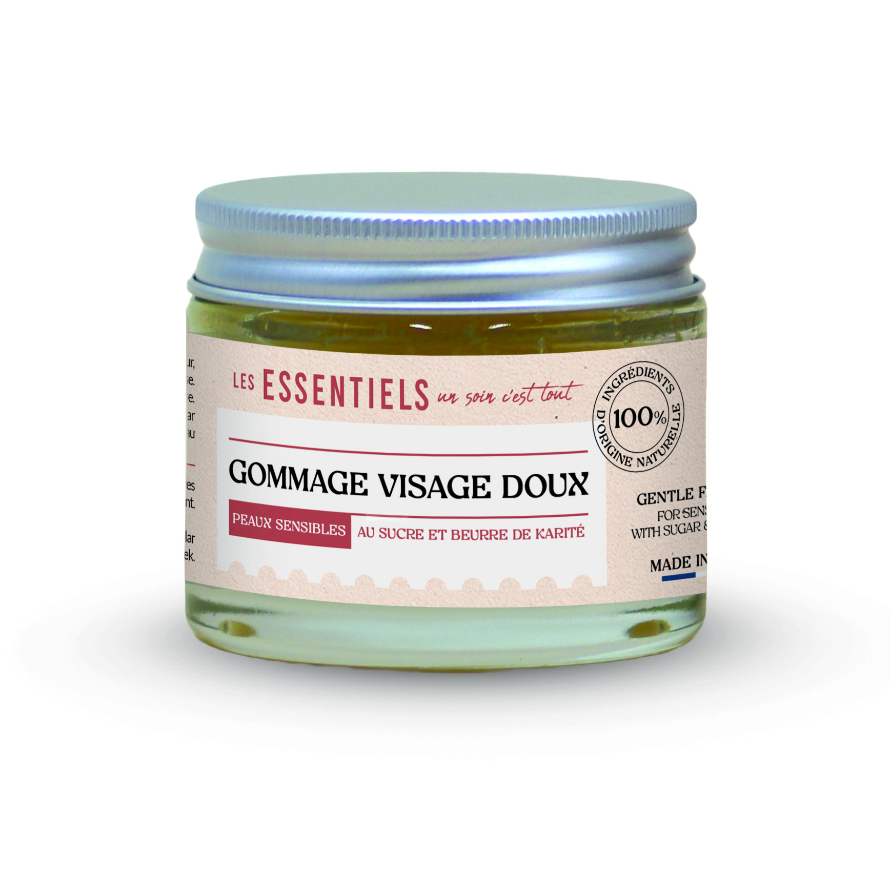 Flacon de gommage visage surfin 50ml certifié COSMOS Natural, soin exfoliant naturel